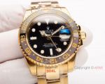 Swiss Quality Copy Rolex GMT-Master ii Yellow Gold Black-Gray Bezel 40mm 2024